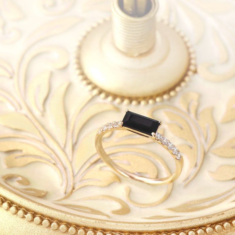 K10YG ホワイトサファイア＆オニキス リング 9月 誕生石_03