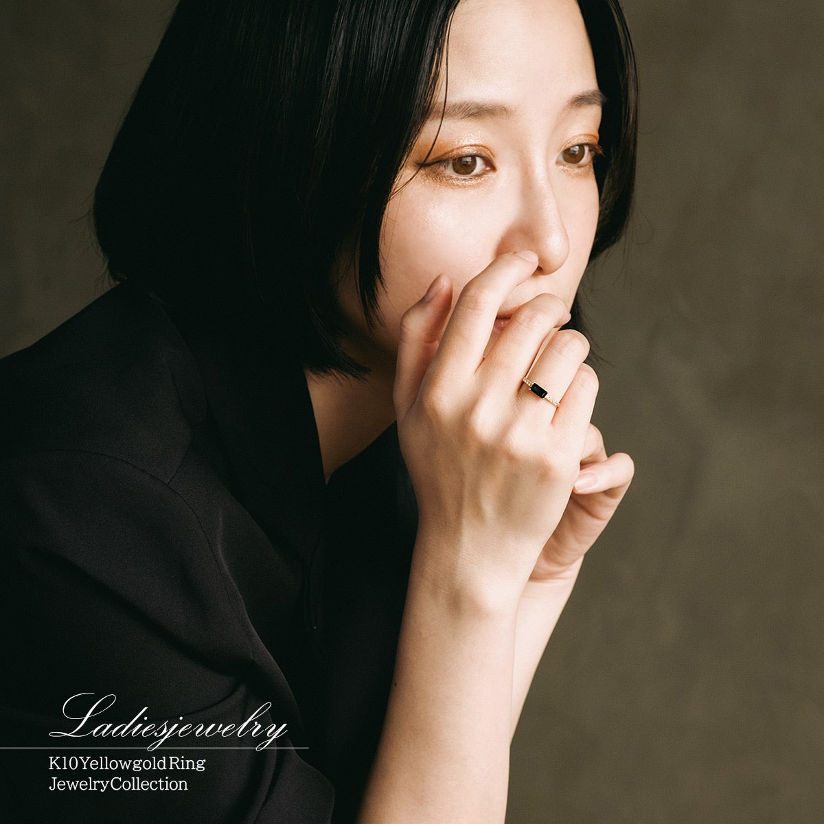 K10YG ホワイトサファイア＆オニキス リング 9月 誕生石_10