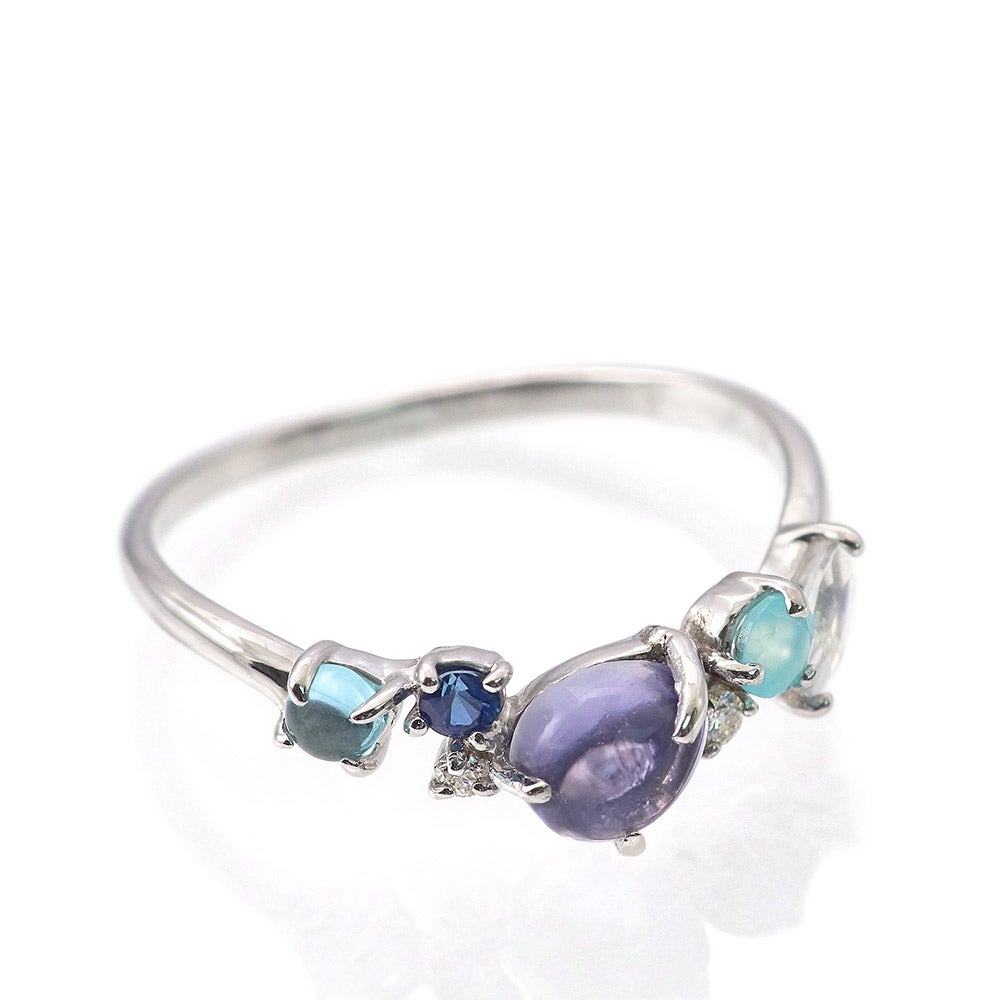 K10WG ダイヤモンド＆マルチストーン リング_02