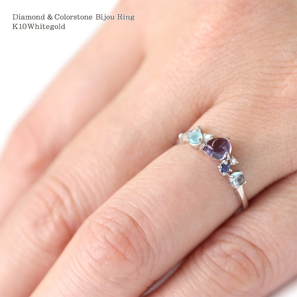 K10WG ダイヤモンド＆マルチストーン リング_05