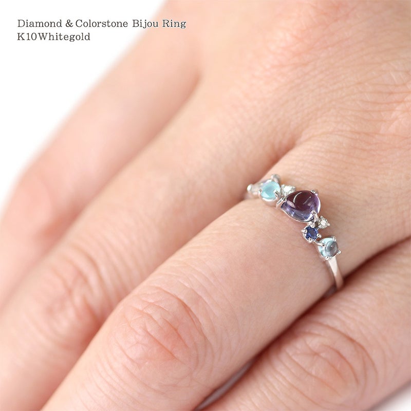 K10WG ダイヤモンド＆マルチストーン リング_05