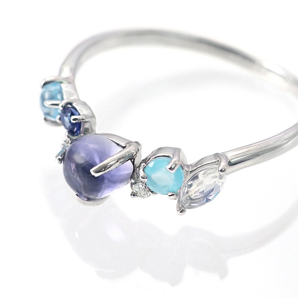 K10WG ダイヤモンド＆マルチストーン リング_11