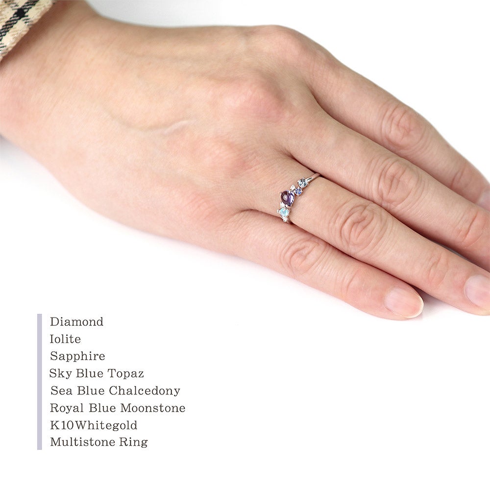 K10WG ダイヤモンド＆マルチストーン リング_12