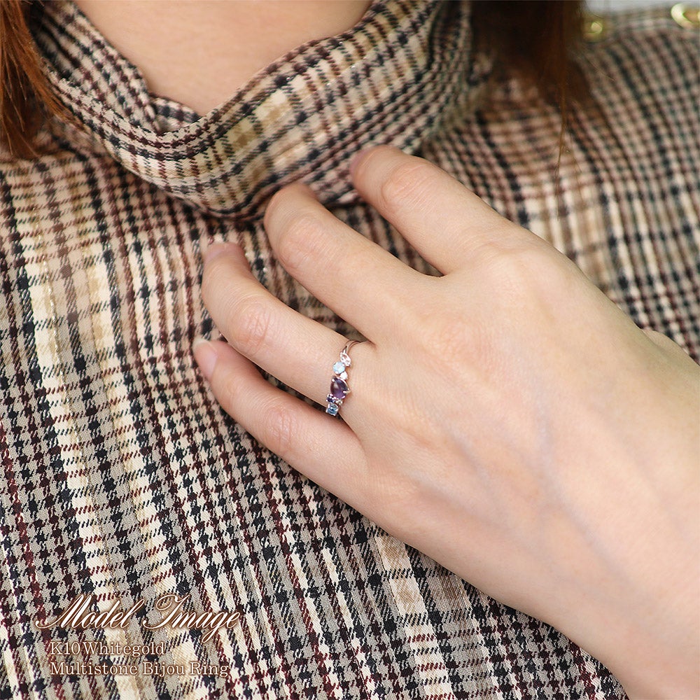 K10WG ダイヤモンド＆マルチストーン リング_13