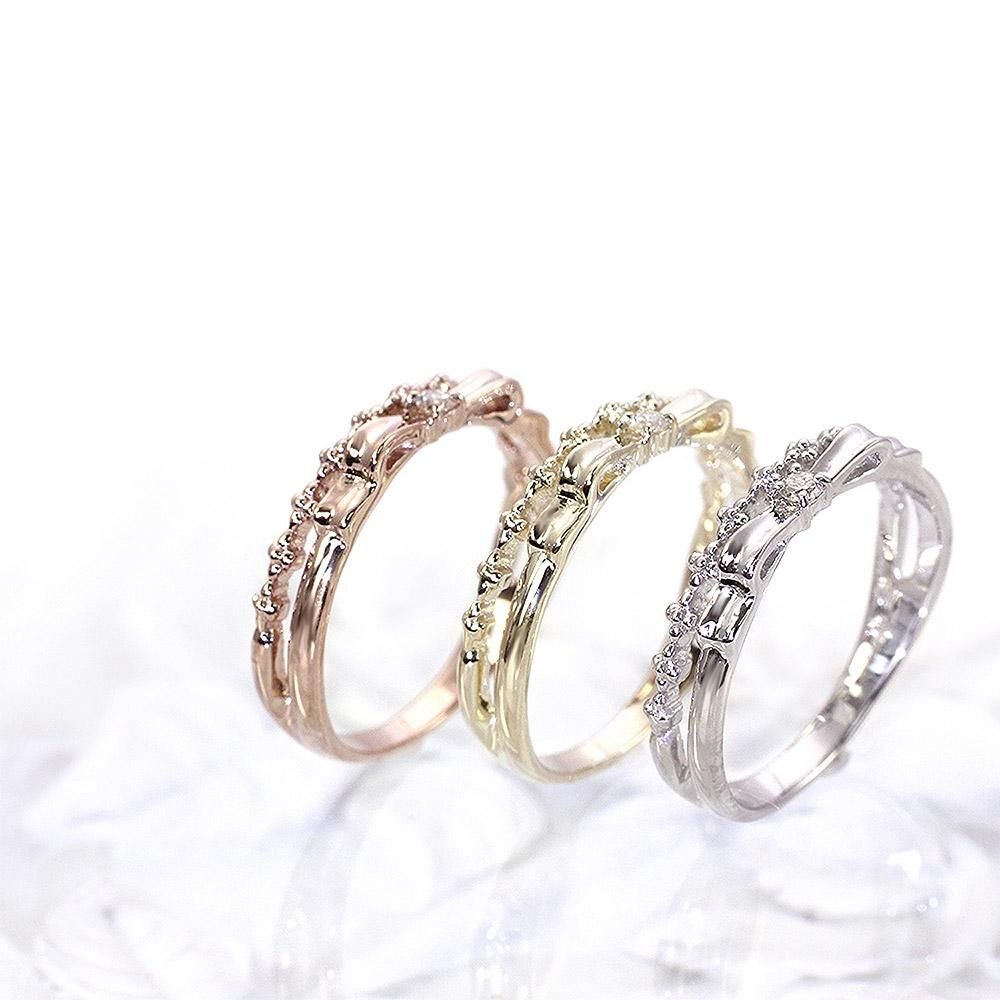 K10 ダイヤモンド リボンピンキーリング_02