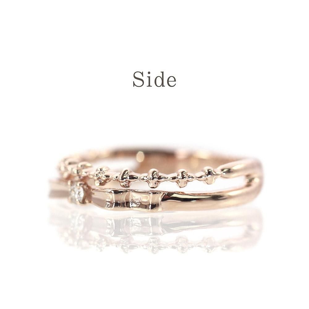 K10 ダイヤモンド リボンピンキーリング_09