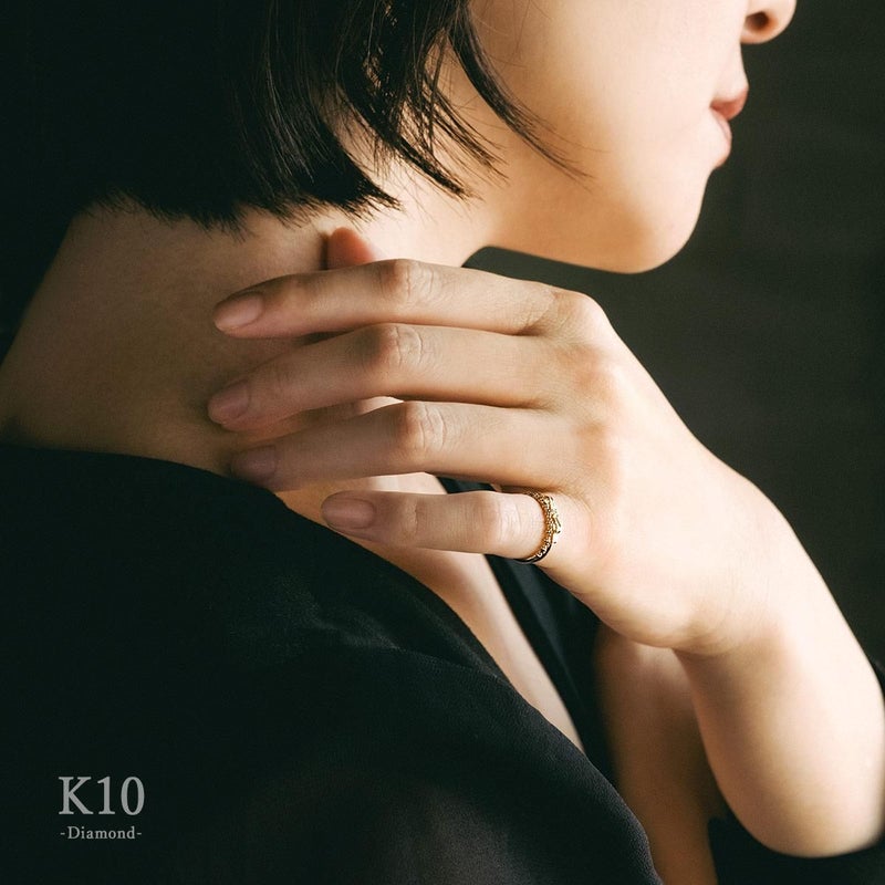 K10 ダイヤモンド リボンピンキーリング_11