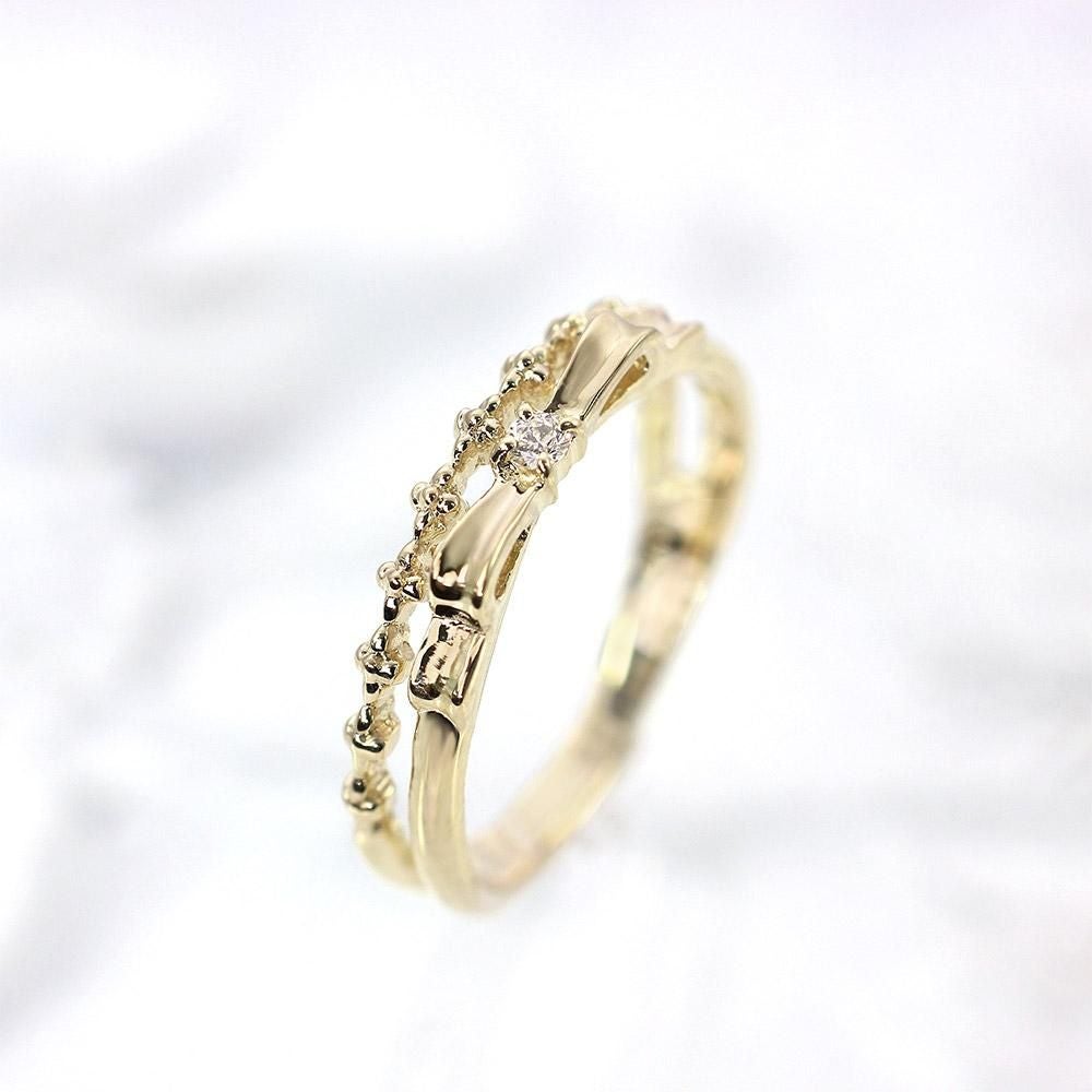 K10 ダイヤモンド リボンピンキーリング_13