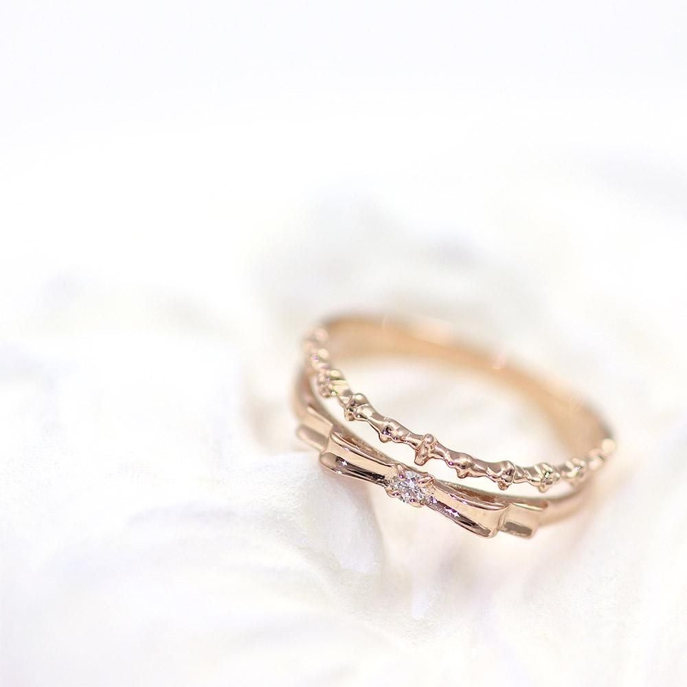 K10 ダイヤモンド リボンピンキーリング_14