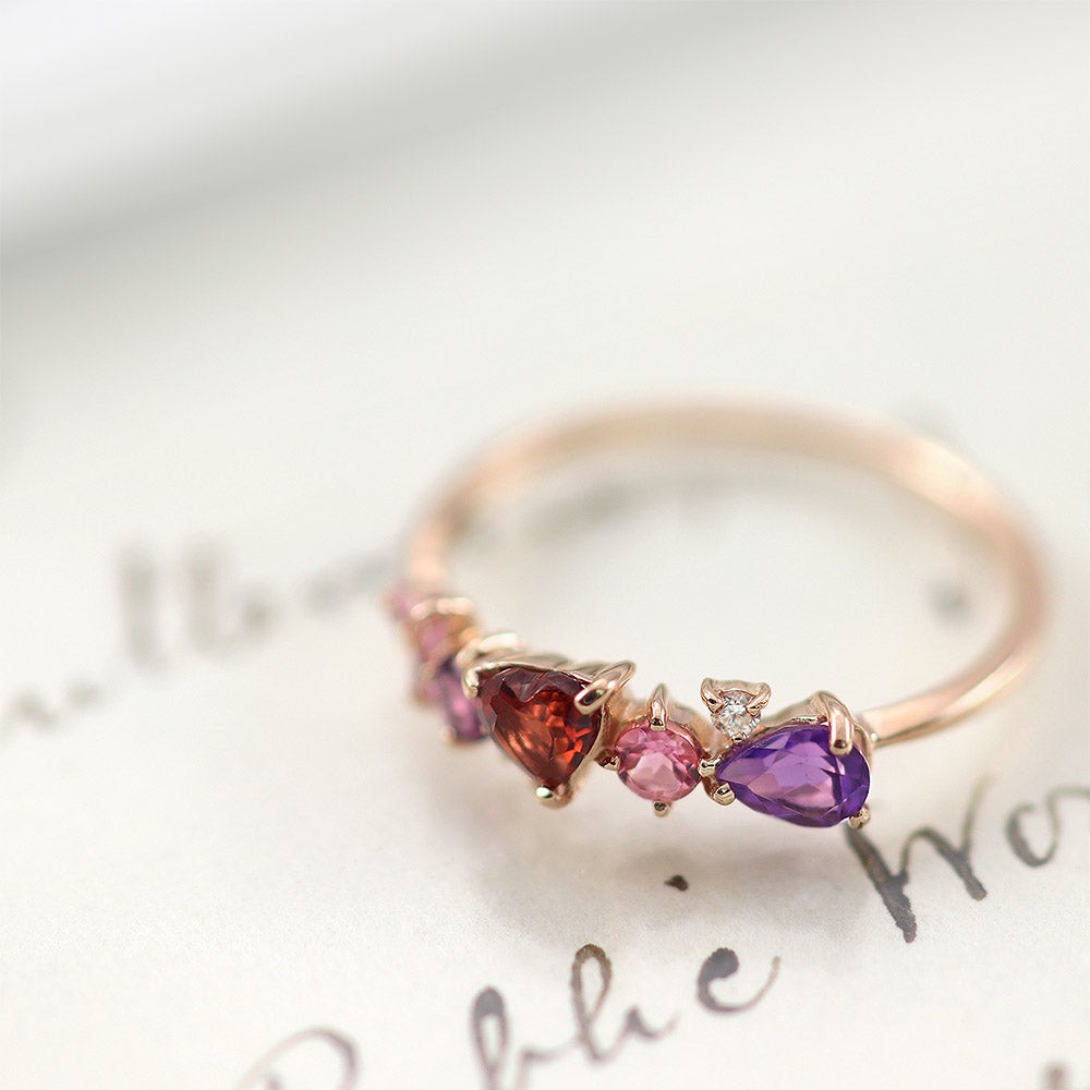 K10PG ダイヤモンド＆マルチストーン リング_02