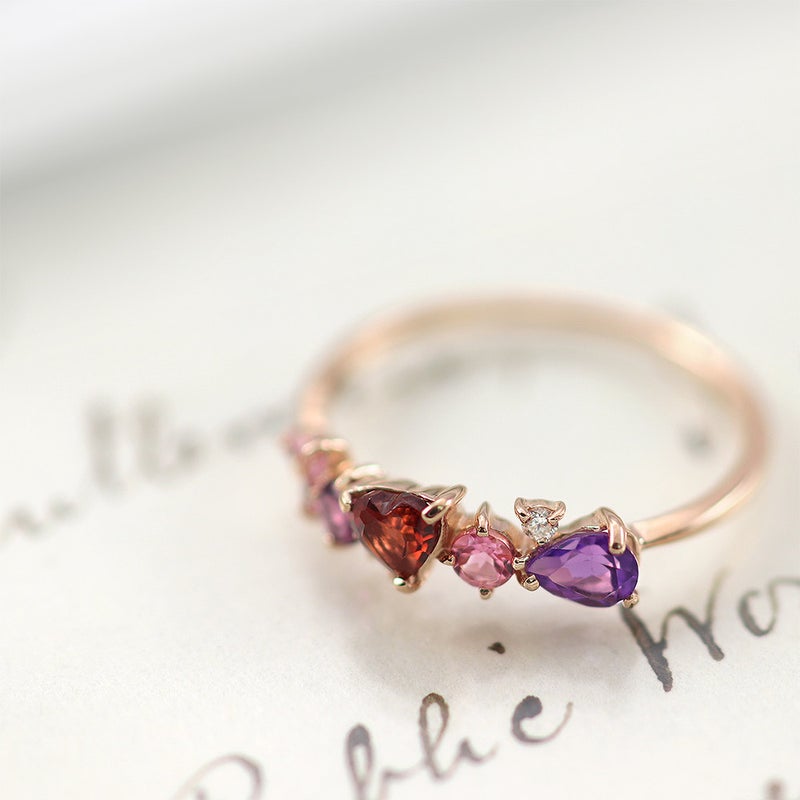 K10PG ダイヤモンド＆マルチストーン リング_02