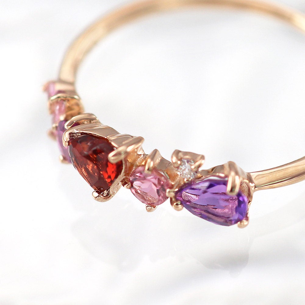 K10PG ダイヤモンド＆マルチストーン リング_04