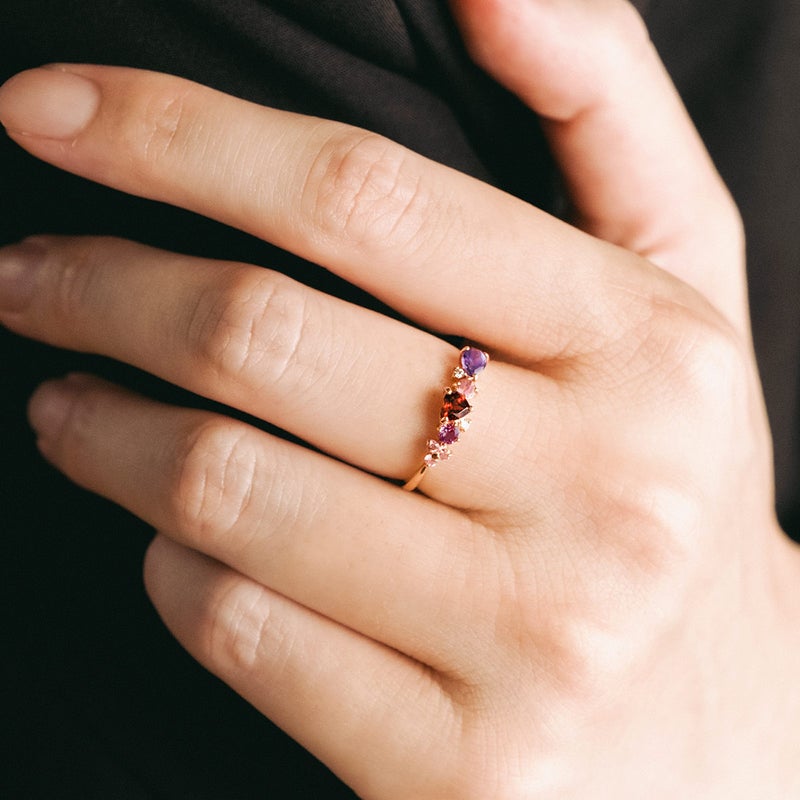 K10PG ダイヤモンド＆マルチストーン リング_05