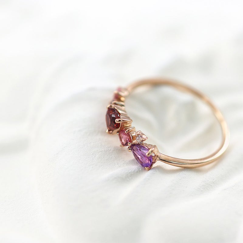 K10PG ダイヤモンド＆マルチストーン リング_12