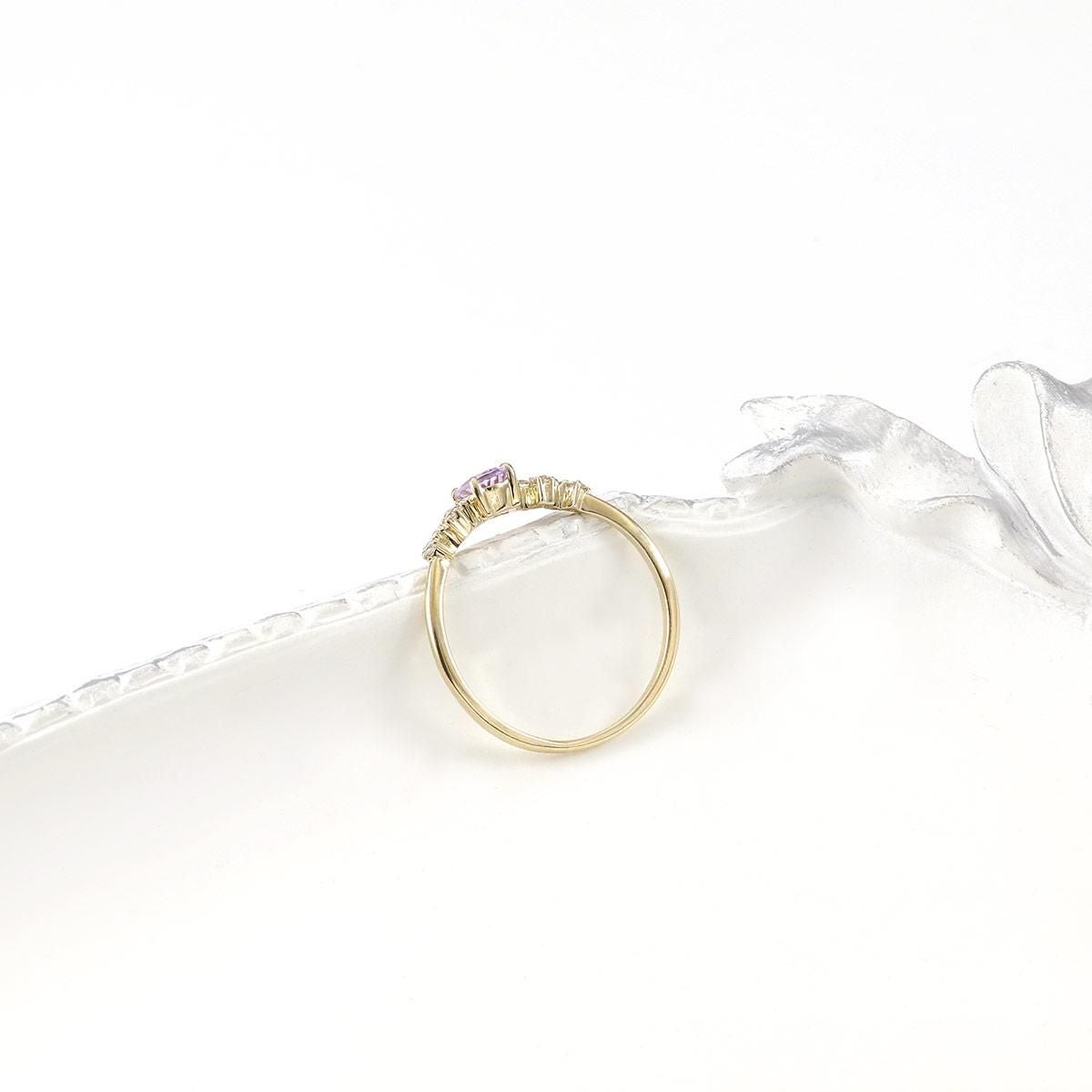 K10YG ダイヤモンド＆ライトアメジストリング_10