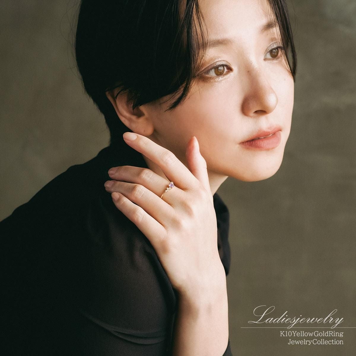 K10YG ダイヤモンド＆ライトアメジストリング_11