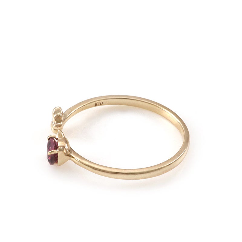 K10YG 肉球×猫モチーフ ロードライトガーネットリング_09