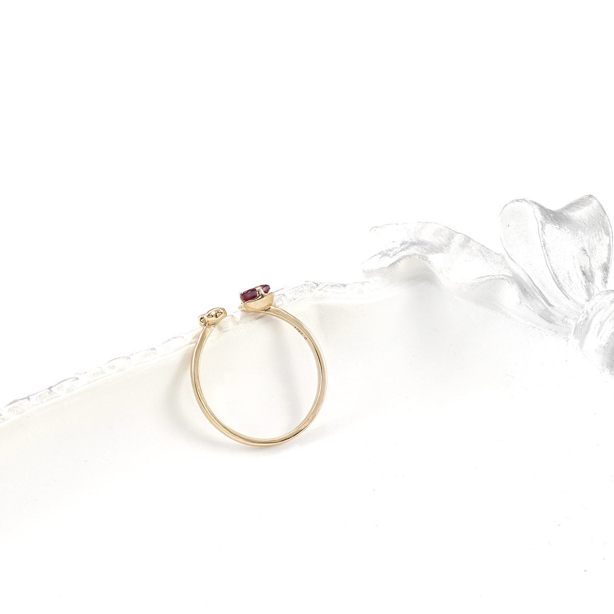 K10YG 肉球×猫モチーフ ロードライトガーネットリング_10