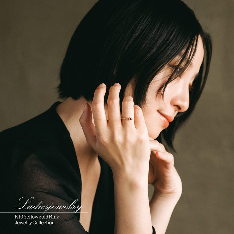 K10YG 肉球×猫モチーフ ロードライトガーネットリング_12