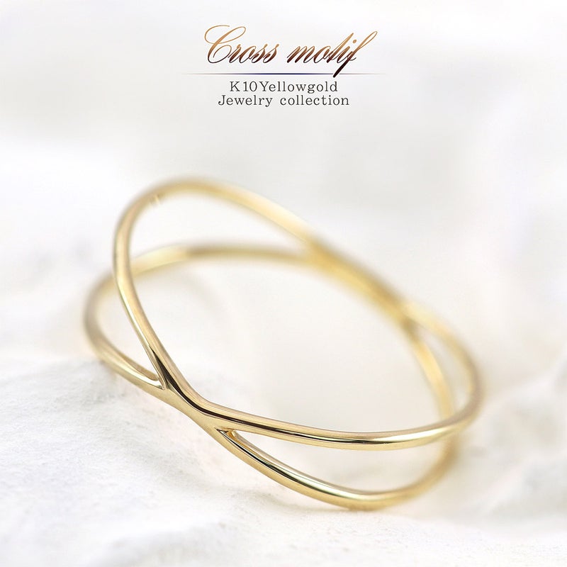 K10YG 交差モチーフ ピンキーリング_01
