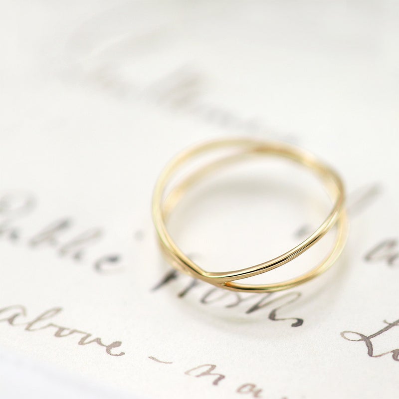 K10YG 交差モチーフ ピンキーリング_09