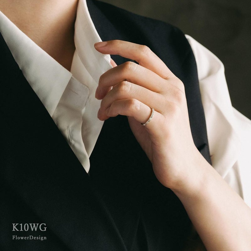 K10WG ダイヤモンド 0.13ct ピンキーリング_10