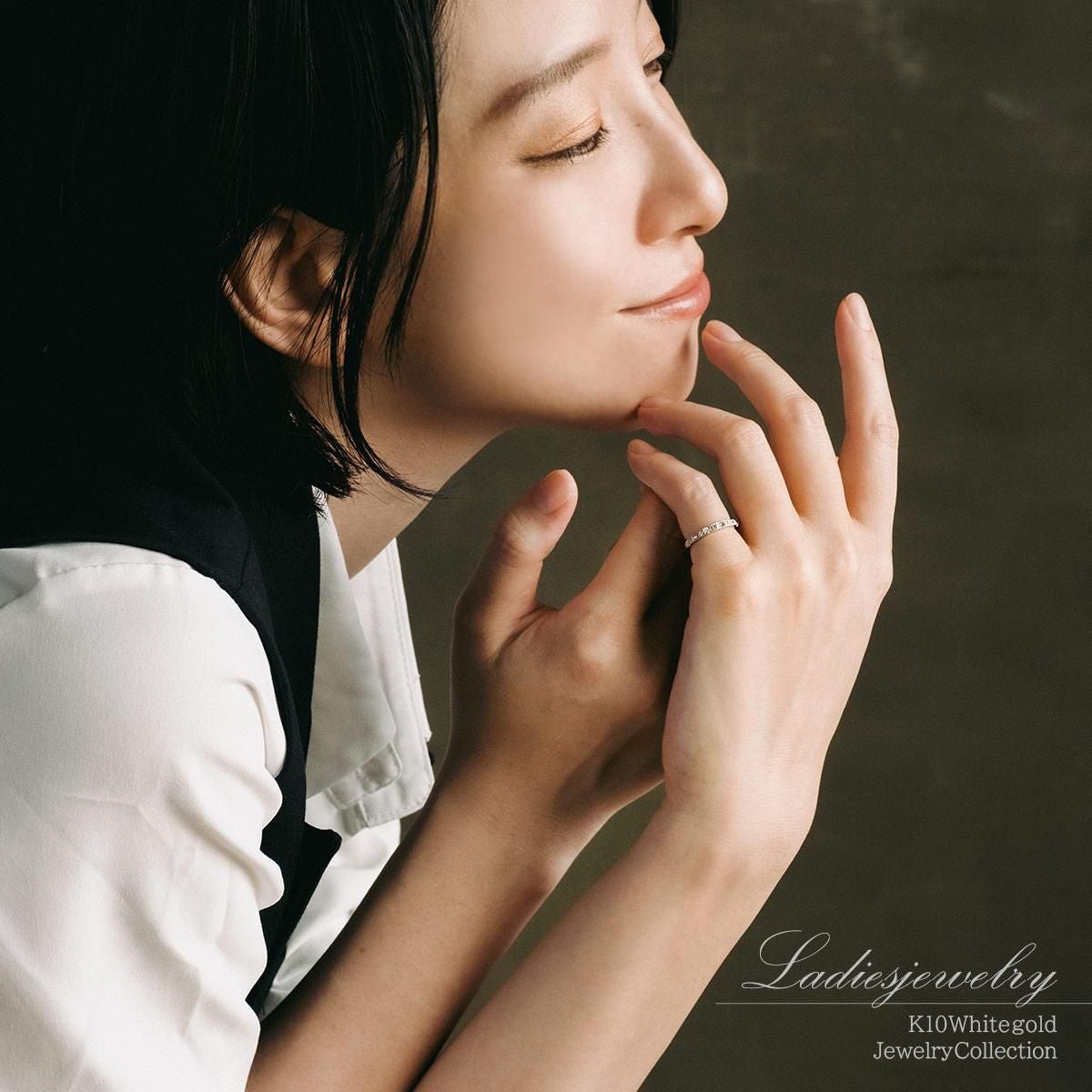 K10WG ダイヤモンド 0.13ct ピンキーリング_14