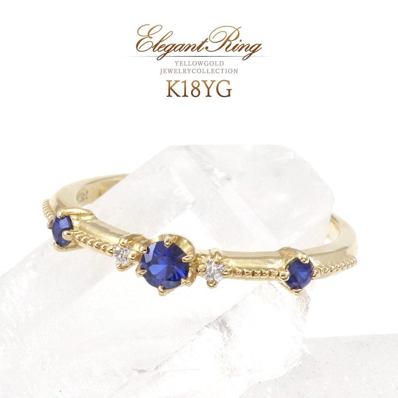 K18YG ダイヤモンド＆サファイア リング_01