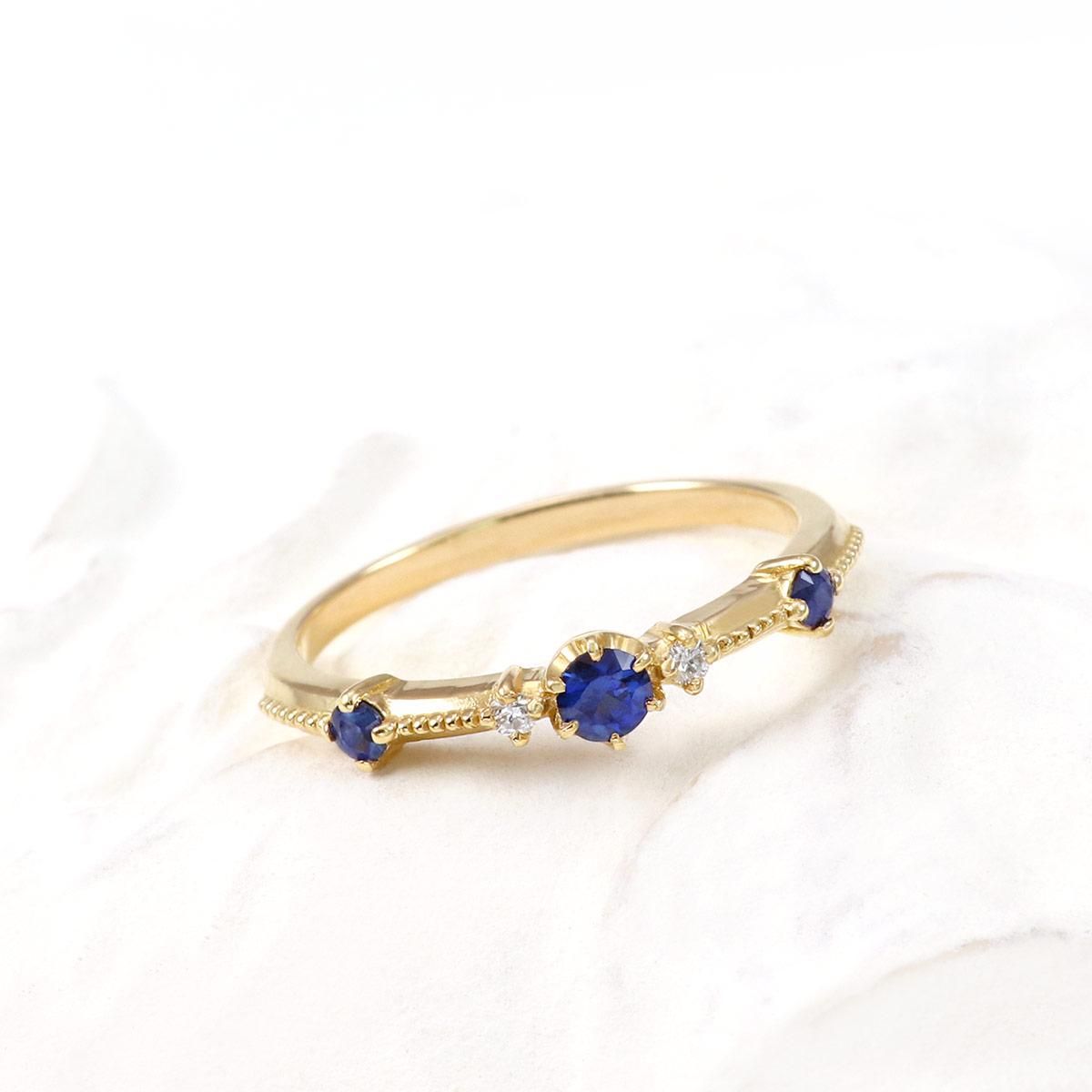 K18YG ダイヤモンド＆サファイア リング_02