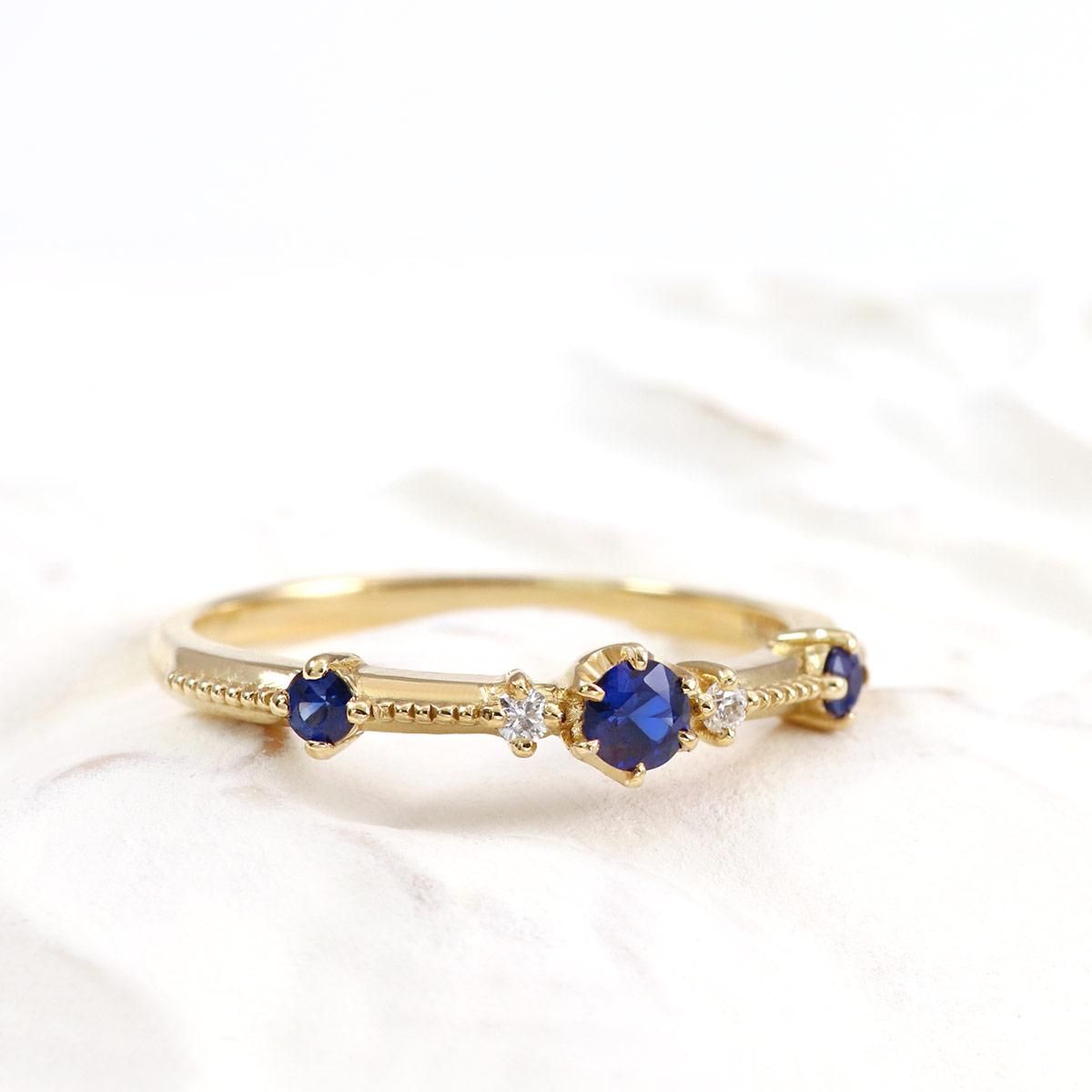 K18YG ダイヤモンド＆サファイア リング_03