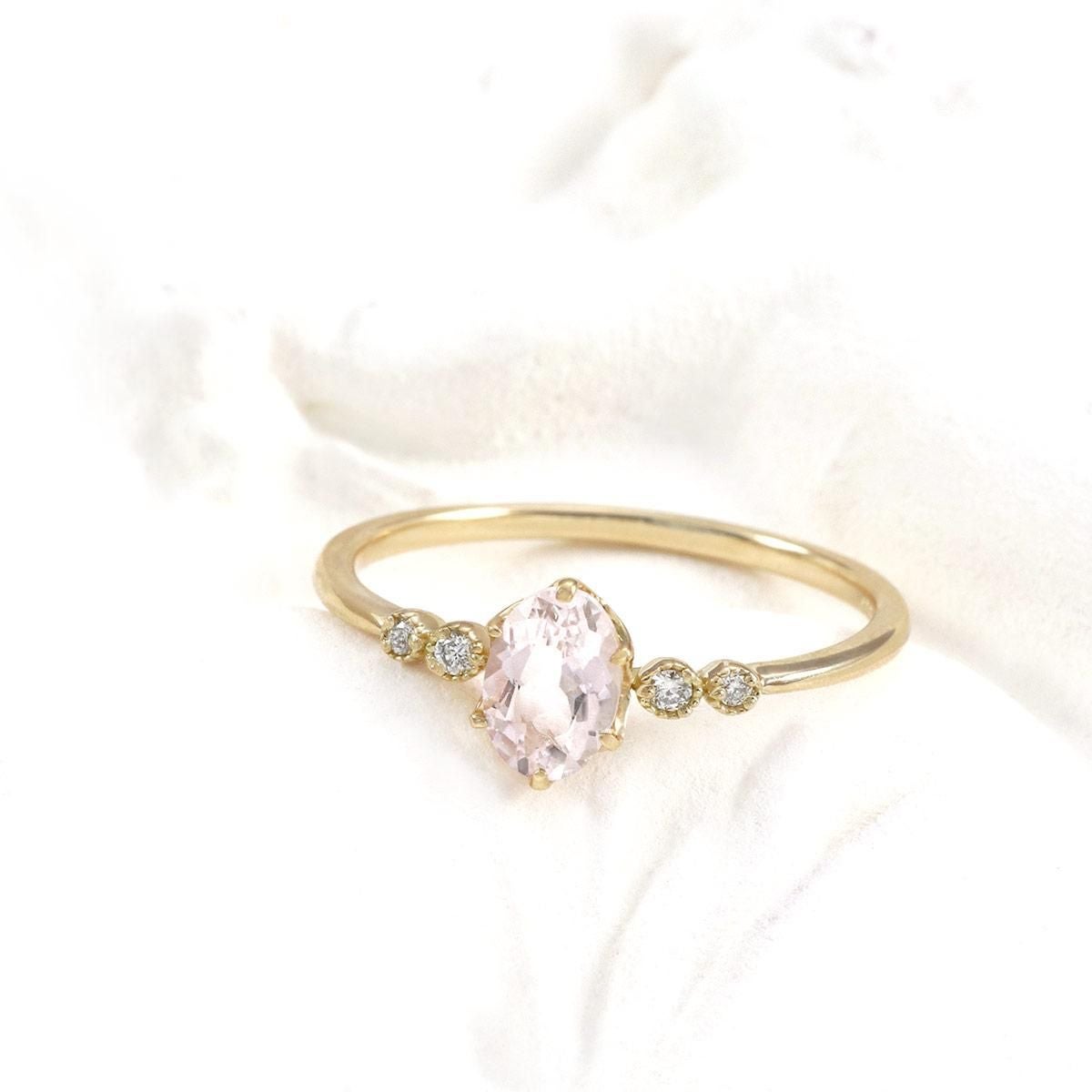 K18YG ダイヤモンド＆モルガナイトリング_02