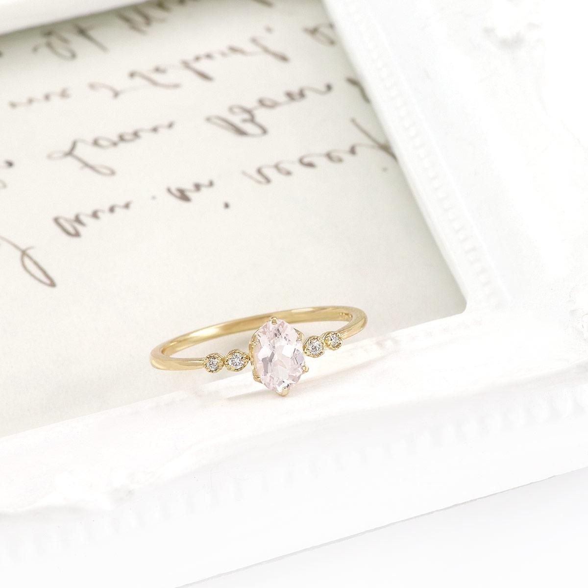 K18YG ダイヤモンド＆モルガナイトリング_03