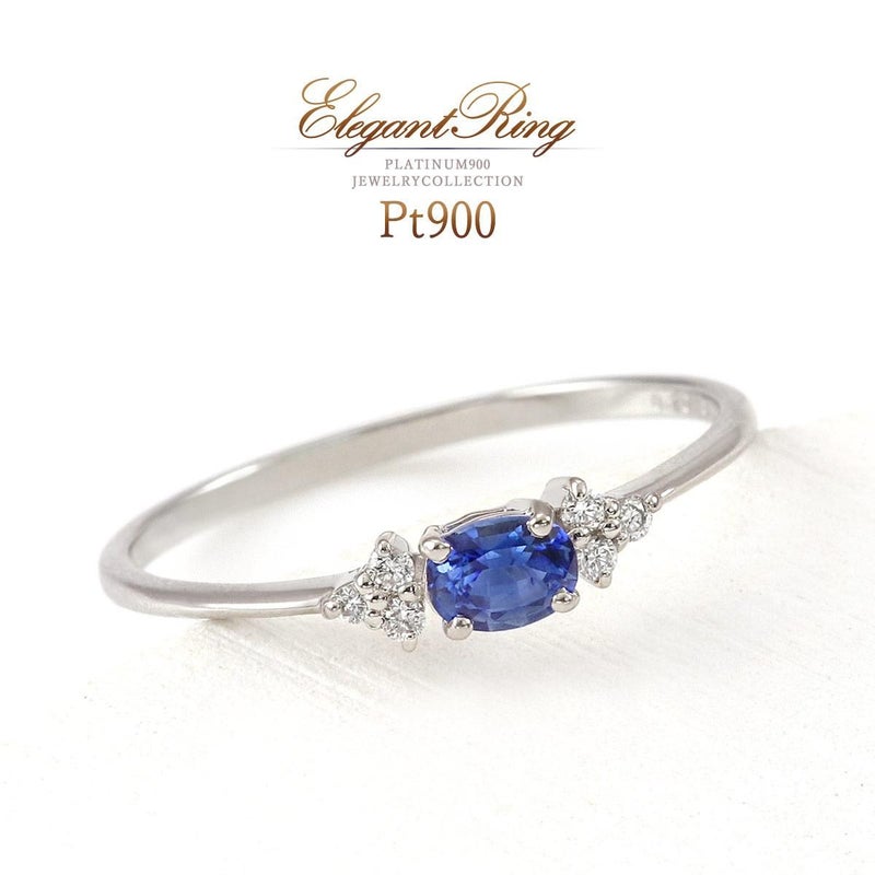 Pt900 ダイヤモンド＆サファイア リング 9月 誕生石_01