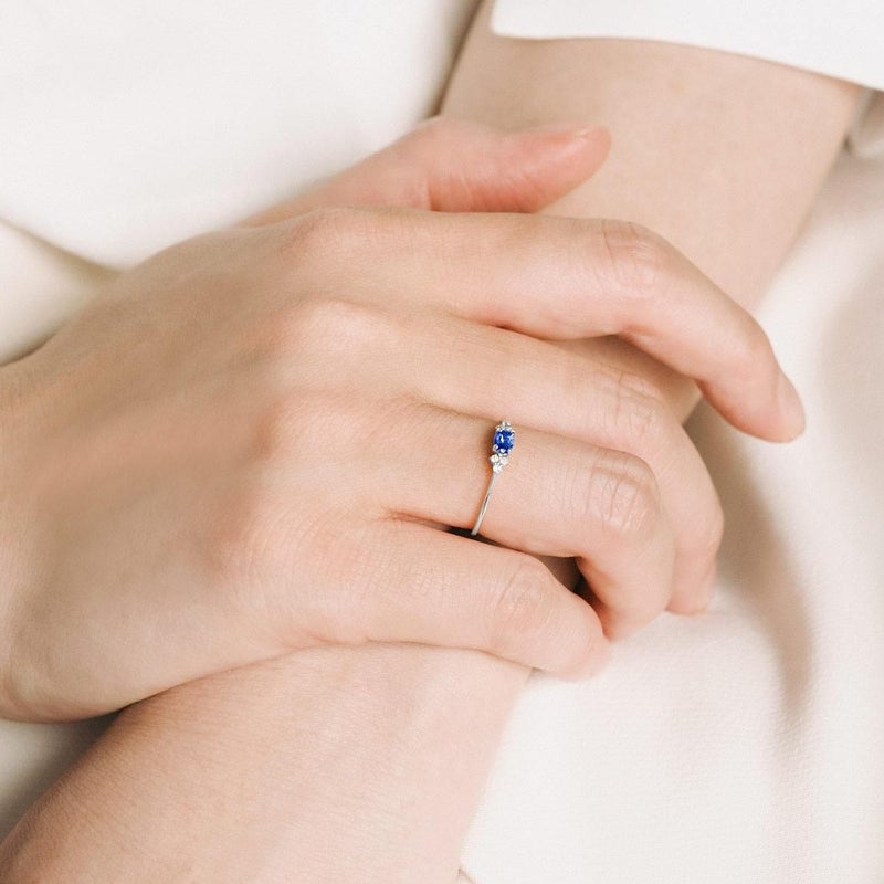 Pt900 ダイヤモンド＆サファイア リング 9月 誕生石_04