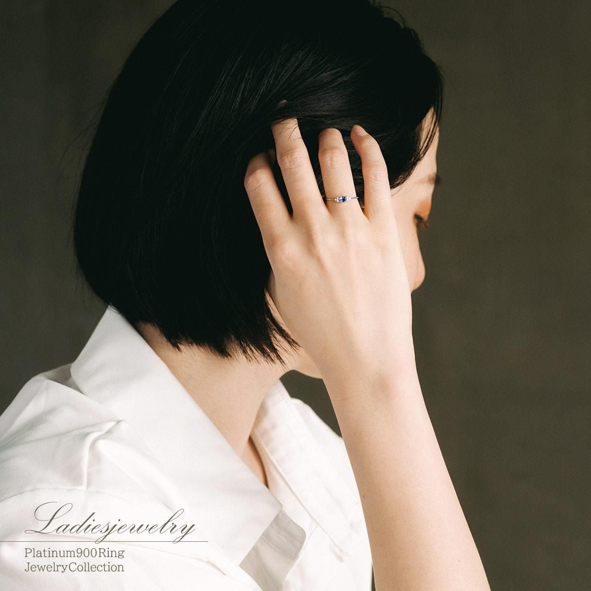 Pt900 ダイヤモンド＆サファイア リング 9月 誕生石_10