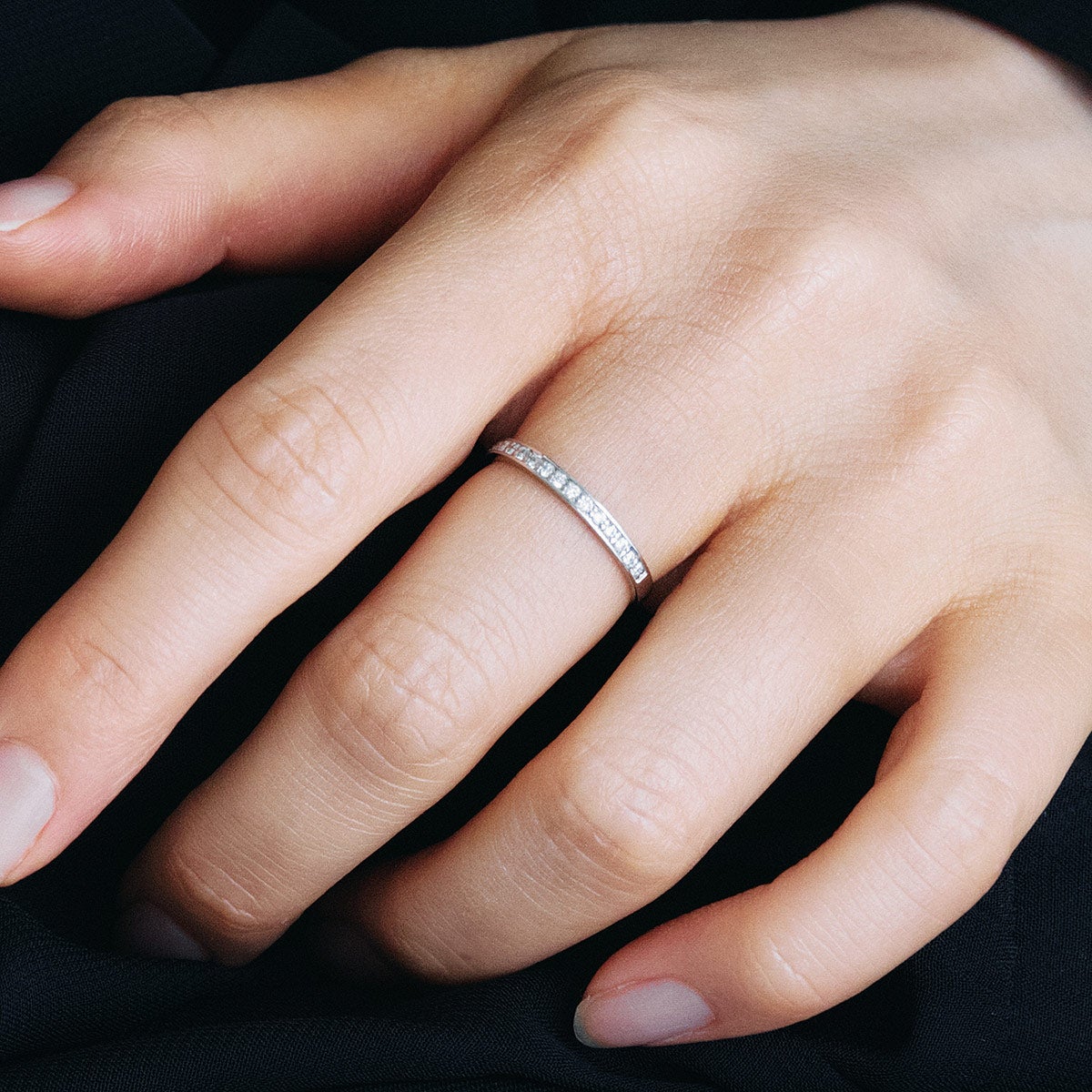 Pt950 ダイヤモンド ハーフエタニティリング_05