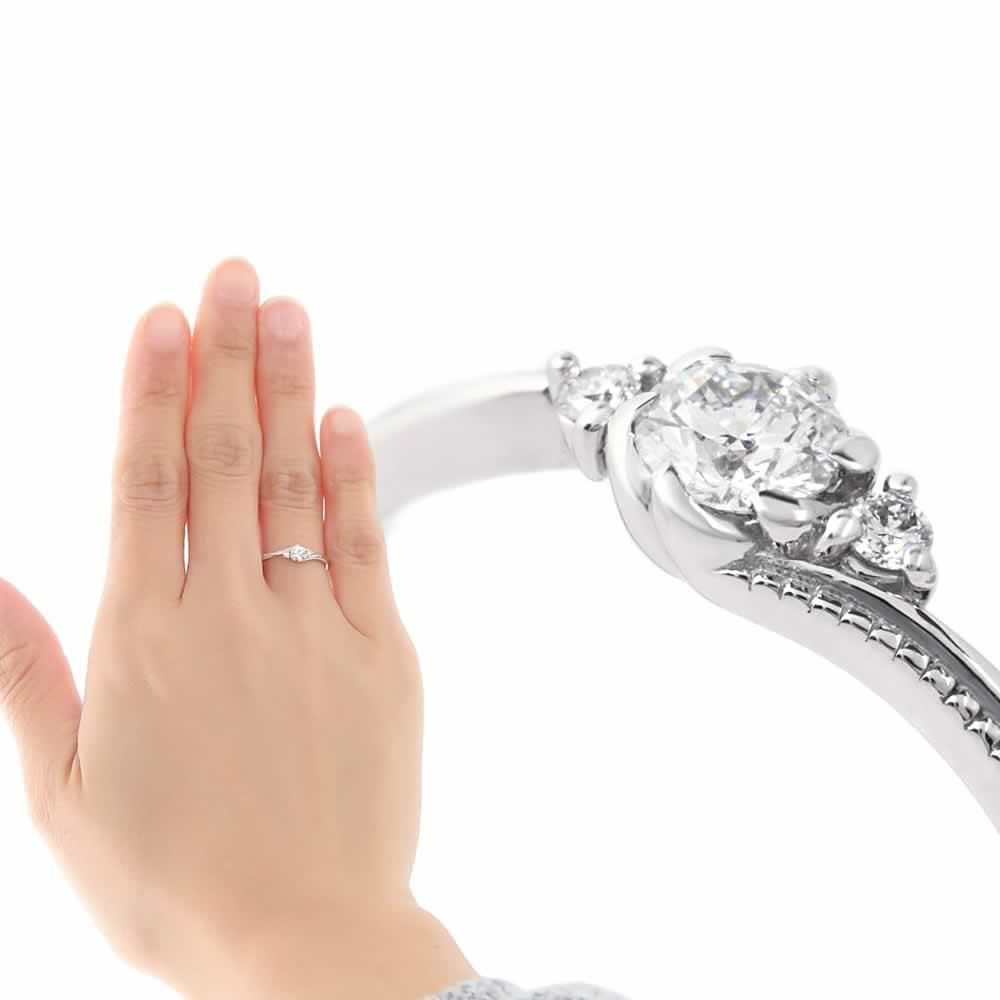 Pt950 ダイヤモンド 0.1ct up フラワーリング_03