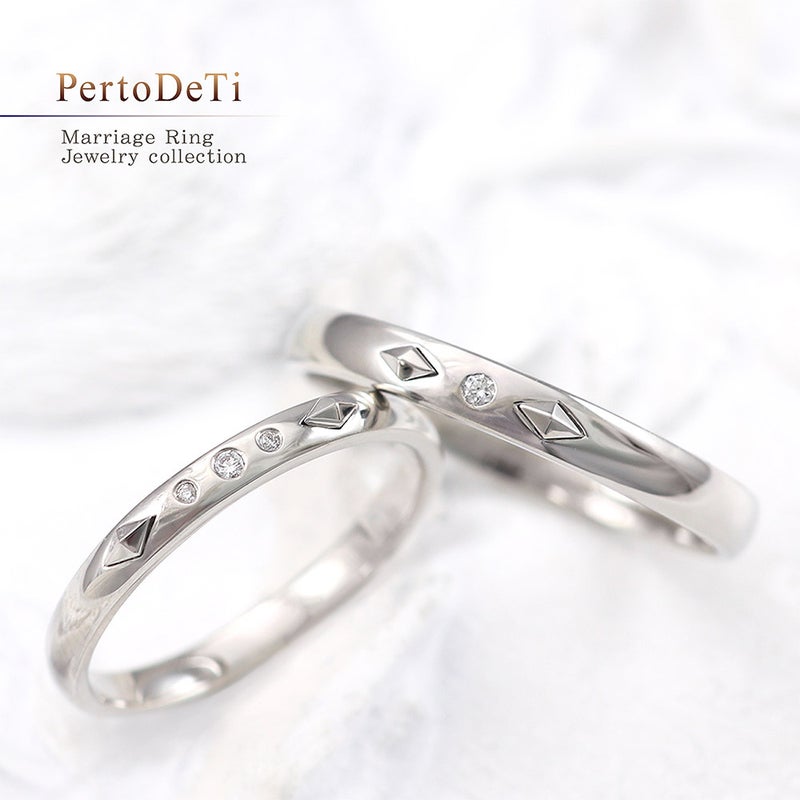 結婚指輪 PertoDeTi ダイヤモンド プラチナ ロゼンジ(ひし形) マリッジリング 【納期：約30日】_01