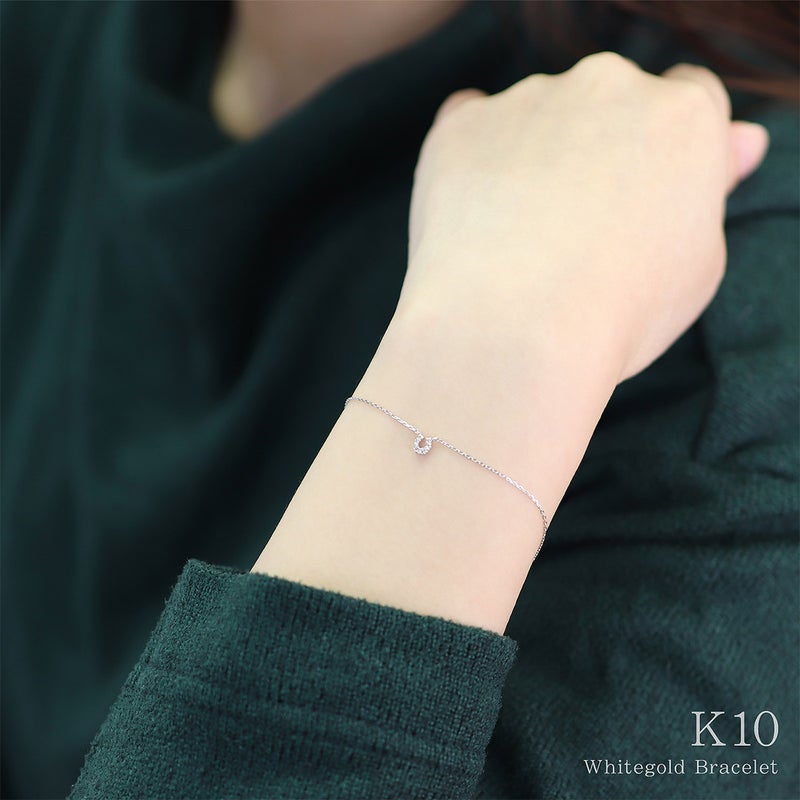 K10WG ダイヤモンド 馬蹄（ホースシュー）ブレスレット_11