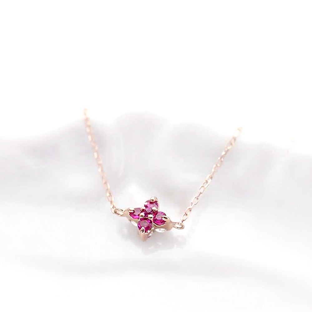 心葉 ルビー＆ホワイトトパーズ フラワーブレスレット K10_02