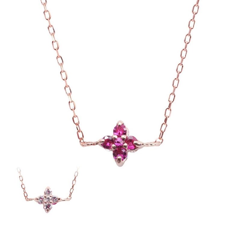 心葉 ルビー＆ホワイトトパーズ フラワーブレスレット K10_21