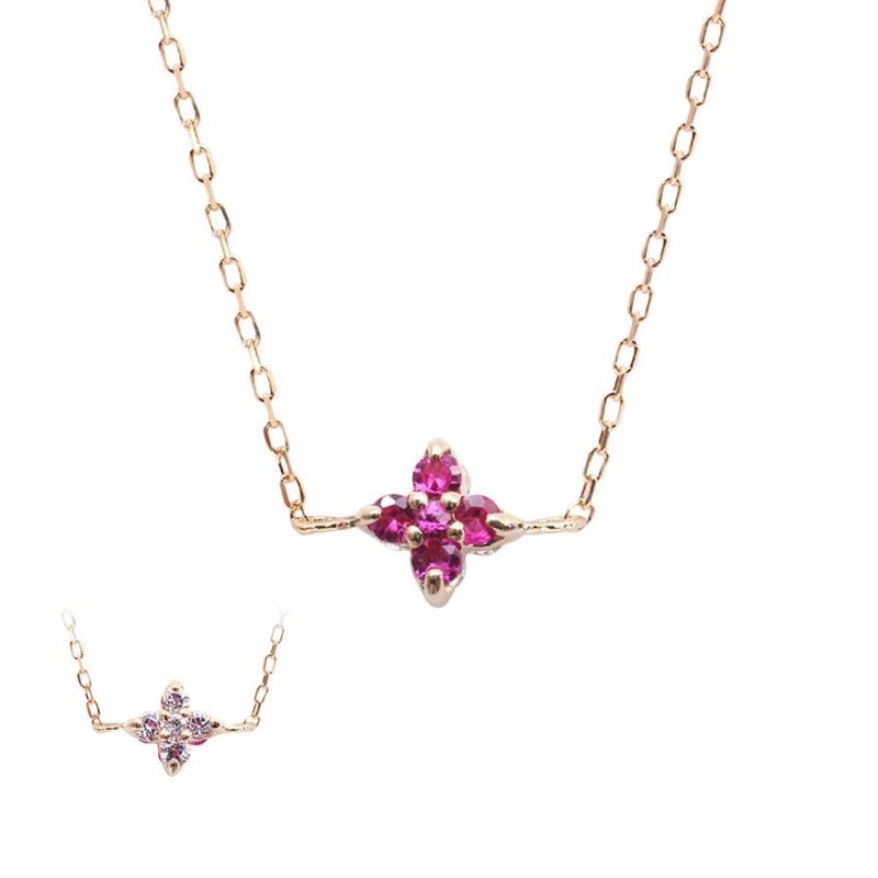 心葉 ルビー＆ホワイトトパーズ フラワーブレスレット K10_22