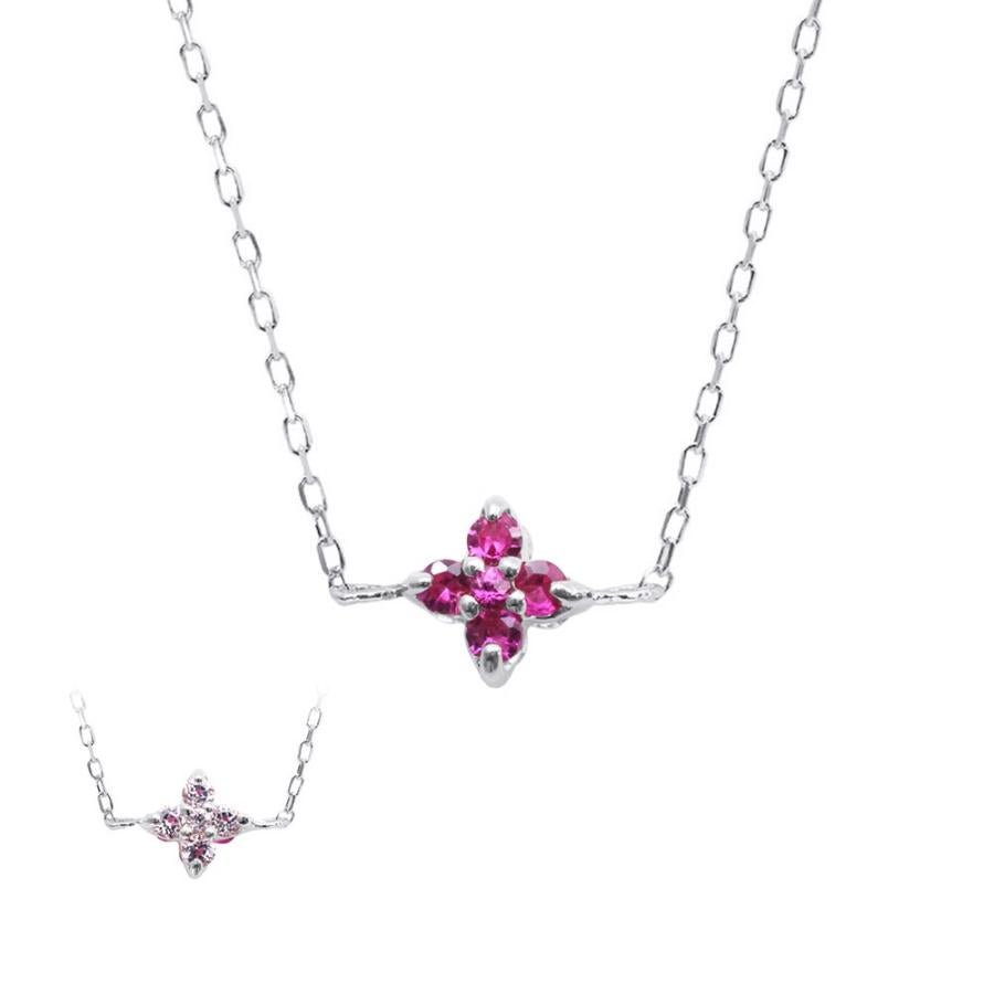 フラワーモチーフ ルビー ダイヤ ブレスレット K10 心葉 ルビー＆ホワイトトパーズ フラワーブレスレット K10 | Jewelry