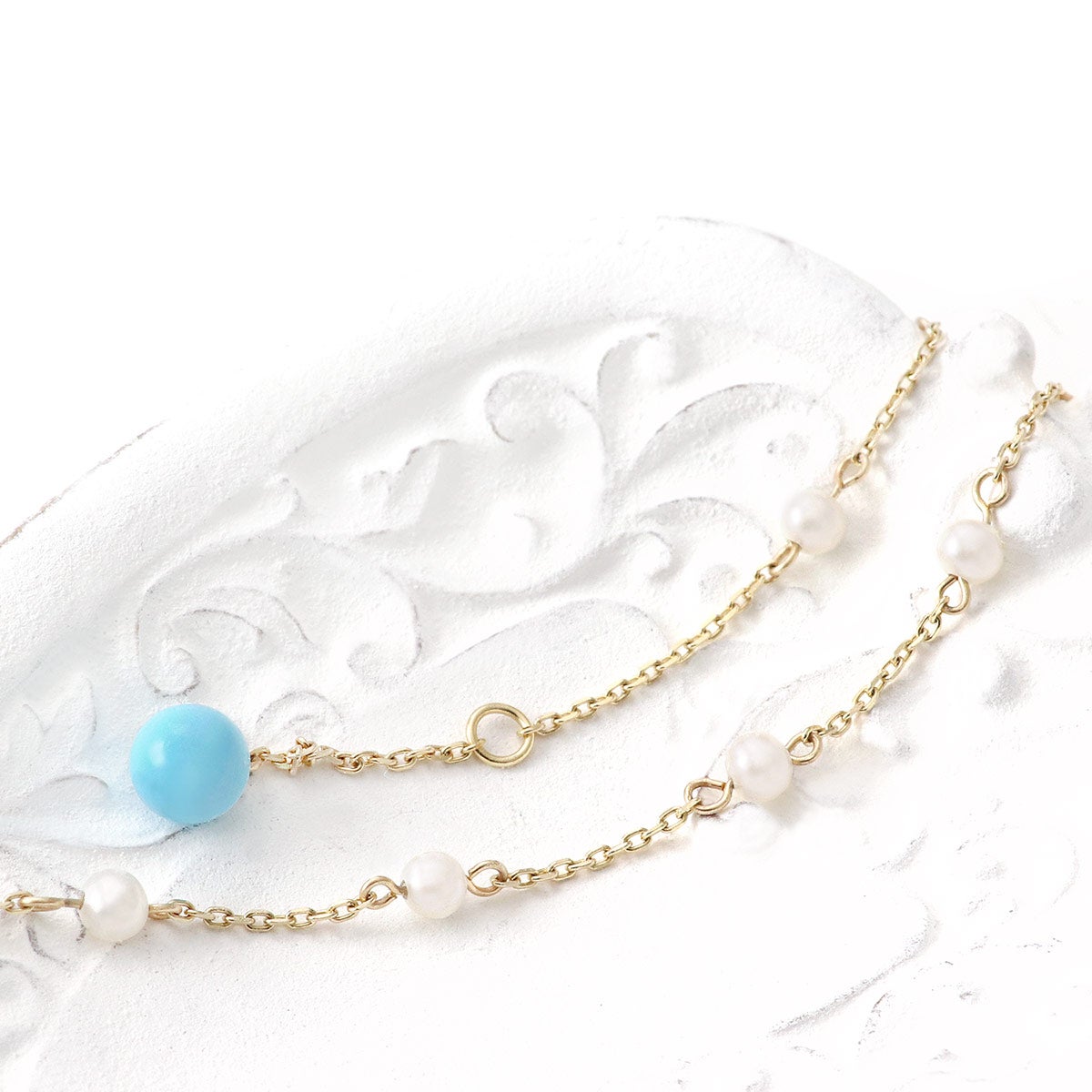 K10YG 淡水真珠＆ターコイズ ブレスレット_03