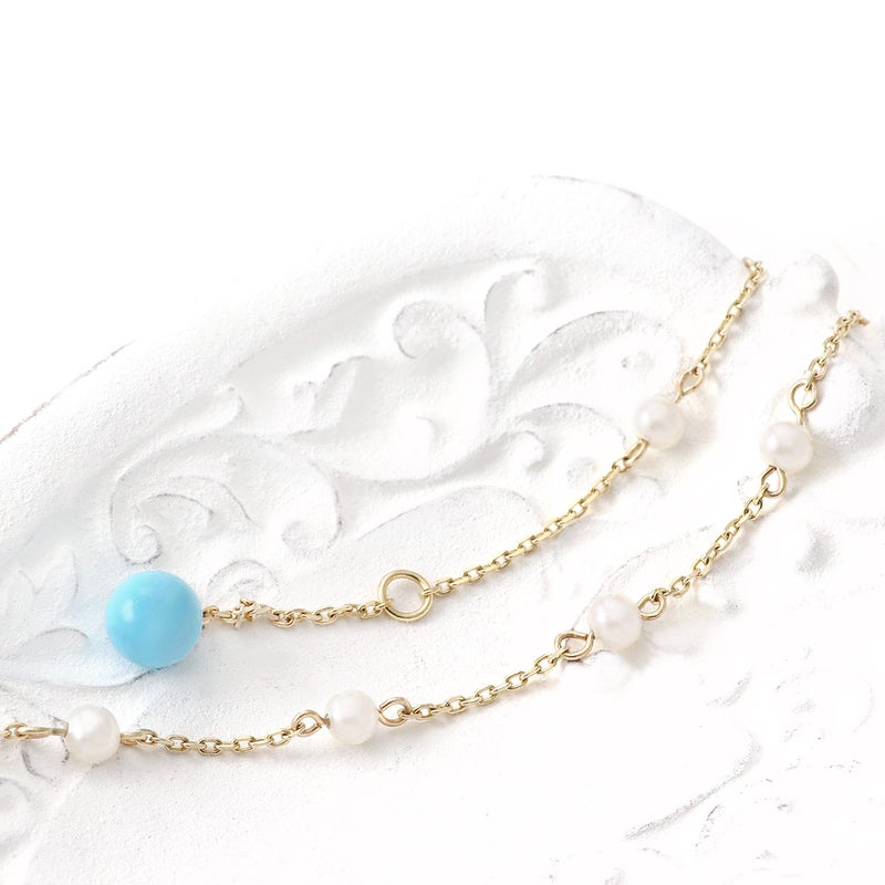 K10YG 淡水真珠＆ターコイズ ブレスレット_03