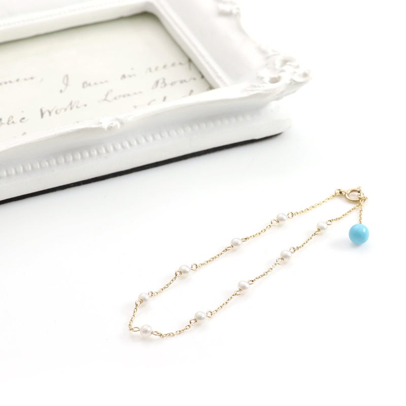 K10YG 淡水真珠＆ターコイズ ブレスレット_09