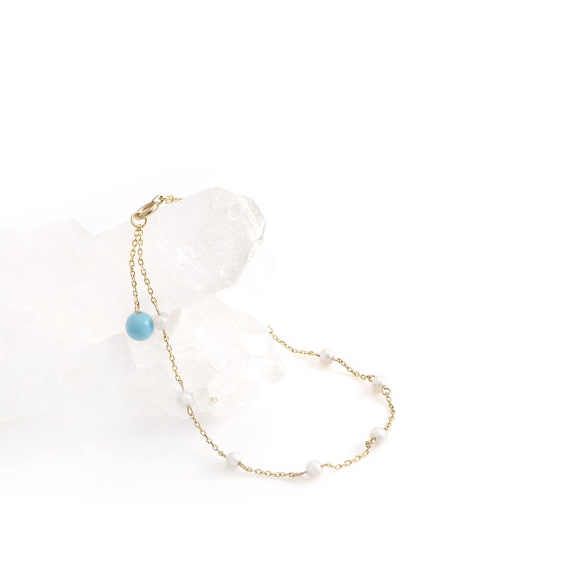 K10YG 淡水真珠＆ターコイズ ブレスレット_10