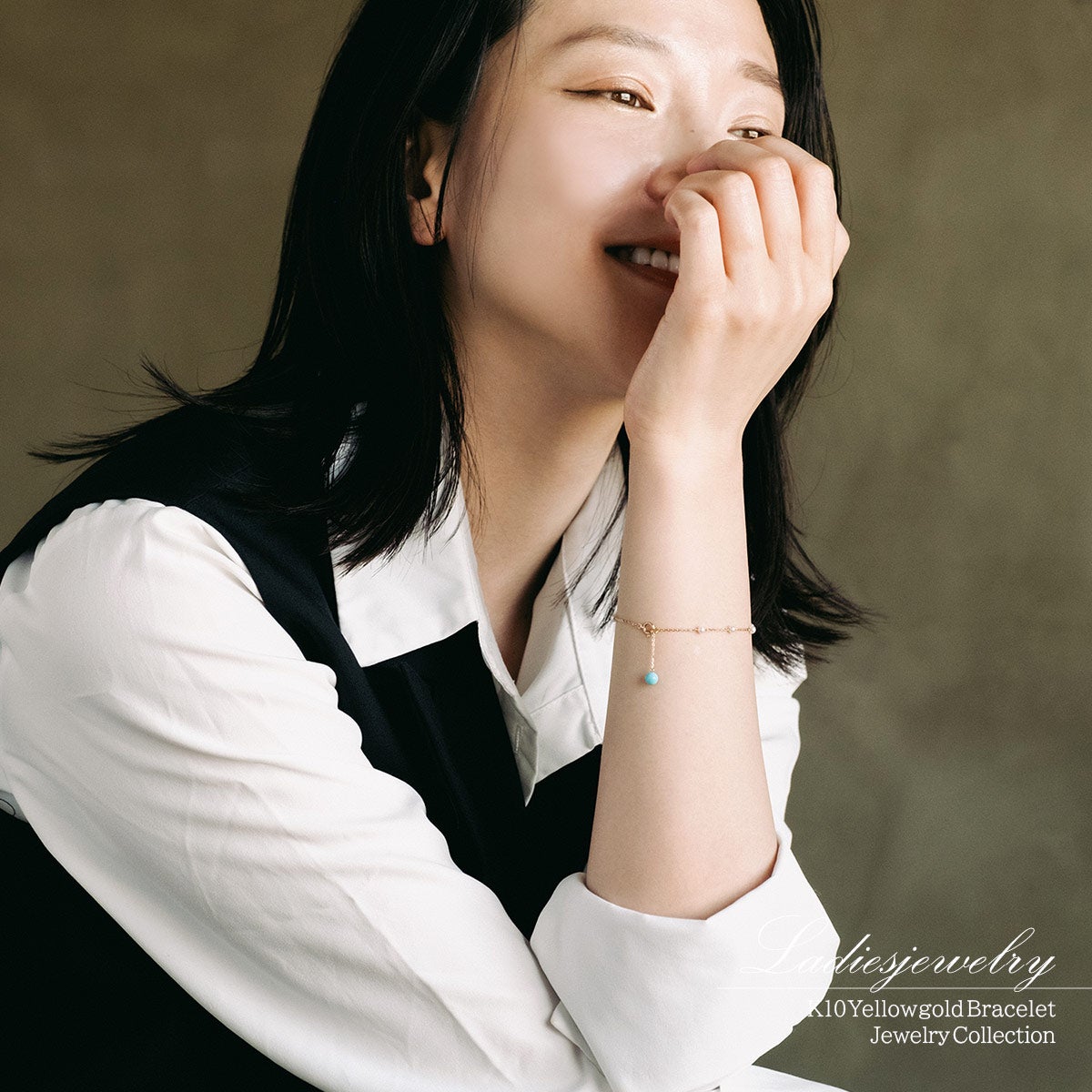 K10YG 淡水真珠＆ターコイズ ブレスレット_11