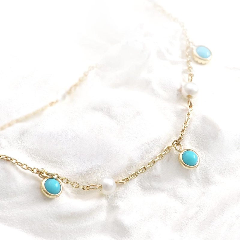 K10YG ターコイズ＆淡水真珠 ブレスレット_02