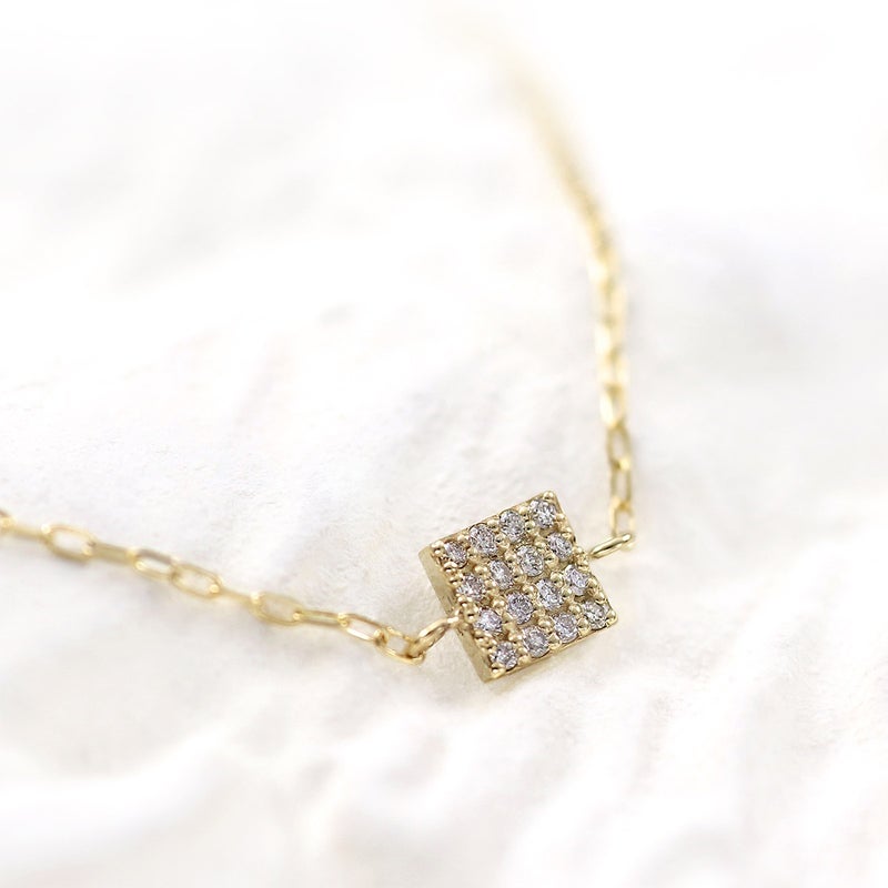 K10YG ダイヤモンド スクエアモチーフ ブレスレット_03